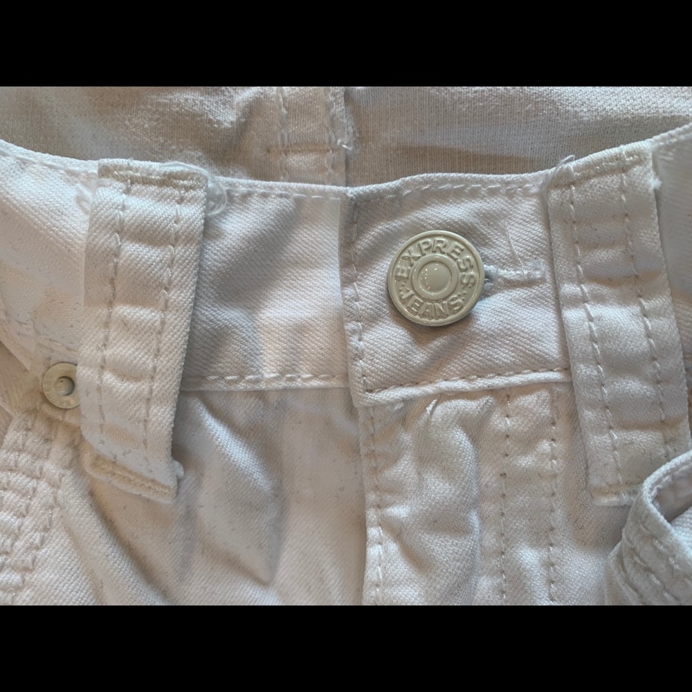 Express Men's White Rocco Slim Fit Moto Jeans